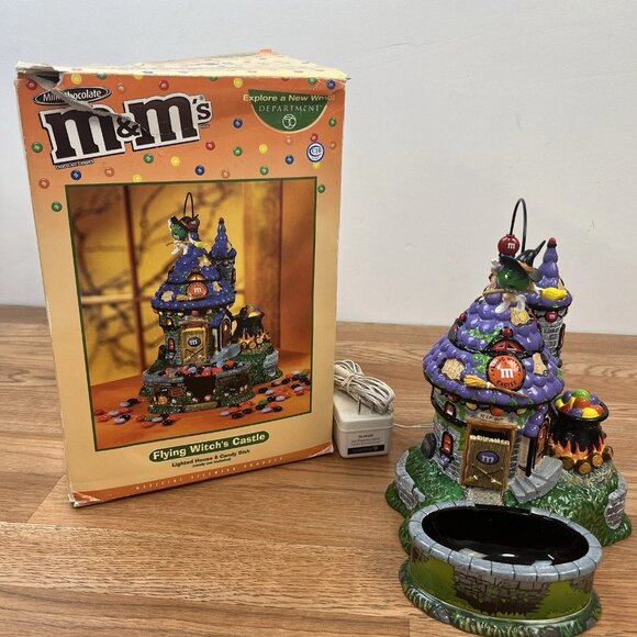 Department 56 Other - Dept 56 Halloween Flying Witch's Castle Light-up Animated Candy Dish M&Ms in Box